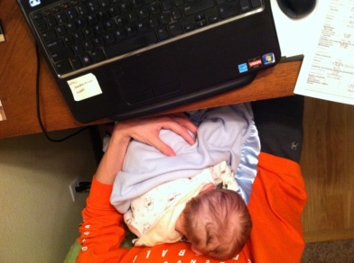writing a paper with a baby on your chest. not easy.
